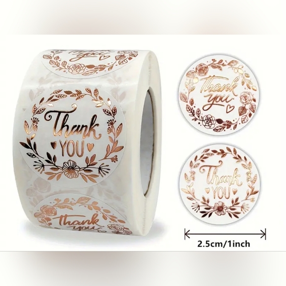Other - 500pcs Thank you Rose gold Stickers new.
